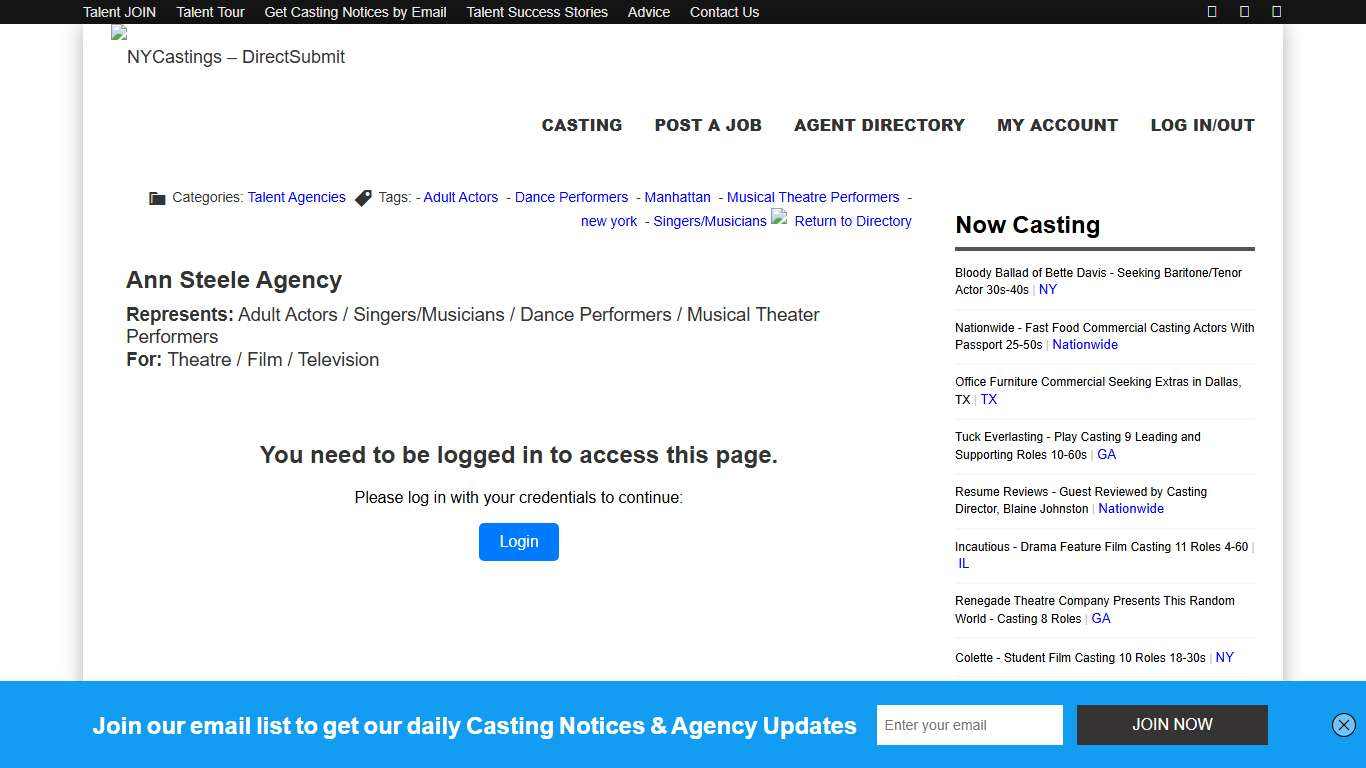 Ann Steele Agency - NYCastings - DirectSubmit