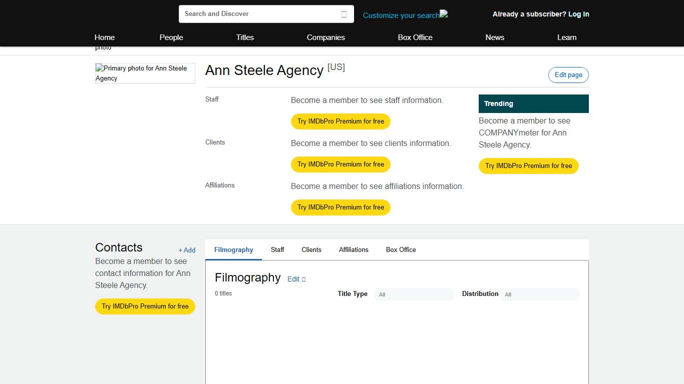 Ann Steele Agency - Client & Contact Info | IMDbPro